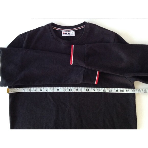 Fila Athletic Sweatshirt Black Crewneck Pullover Sweater Lightweight Size M - Picture 4 of 9